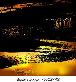 abstract grunge black and gold pattern, template for brochures, flyers, poster, banner and other, handmade modern vector illustration background