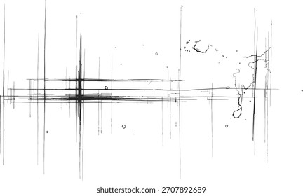 Líneas negras Abstractas del grunge y fondo aislado del Vector de las salpicaduras de la tinta