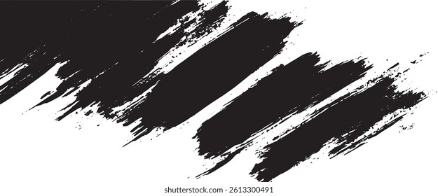 Abstract Grunge Black Paint Brush Strokes, Bold Artistic Texture Design