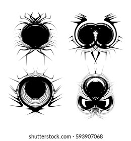 Abstract grunge black shapes for creating fantastic wallpaper. Scary elements resemble insects. Draw a spot.