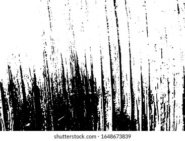 Abstract grunge black texture. Strokes and stripes rusty overlay. Black dry paint texture isolated on white background. Vector EPS 10