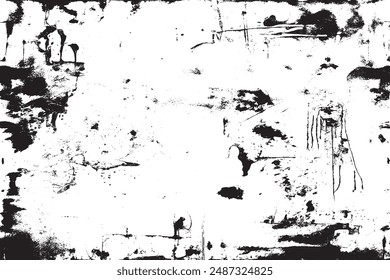 Abstract Grunge Black and White Texture with Cracks, Scuffs, and Ink Spots