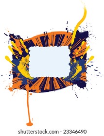 Abstract grunge blank frame with imprints of hands