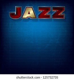 Abstract grunge blue background with word jazz