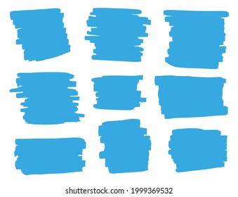 Abstract grunge blue hand drawn brushes.