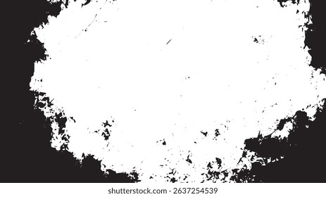 Abstract Grunge Border with Scratched and Splattered Rough Edges in Black and White