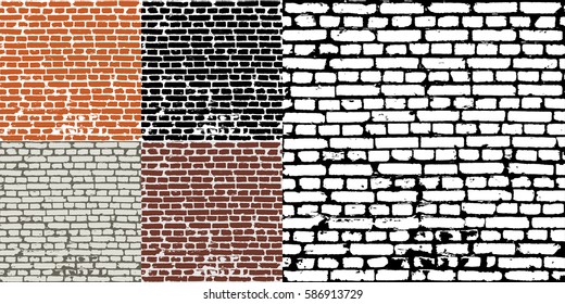 Abstract grunge brick wall background. Vector pattern. Vintage design set.