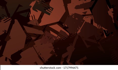 Abstrakter, brauner Hintergrund. Pile aus dunklen Materialstücken. Vektorillustration.