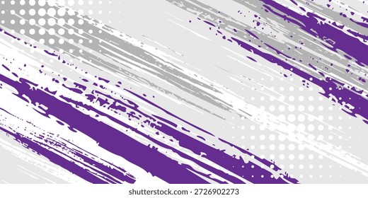 Abstract grunge brush art using the main colors of purple, gray and white background