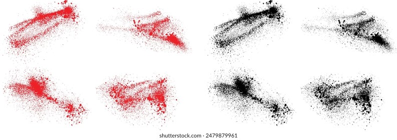 Abstract grunge brush stroke background. Grunge brush stroke black and red color ink blood splatter background set