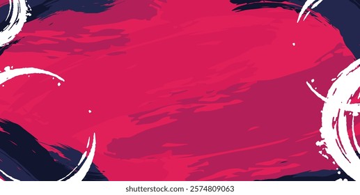 Abstract Grunge Brush Stroke Background, Sporty style background with red white and darkpurple brush colors, Rough watercolor brush stroke style, japanese rough background