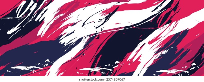 Abstract Grunge Brush Stroke Background, Sporty style background with red white and darkpurple brush colors, Rough watercolor brush stroke style, banner art style template background