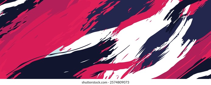 Abstract Grunge Brush Stroke Background, Sporty style background with red white and darkpurple brush colors, Rough watercolor brush stroke style background, banner size template