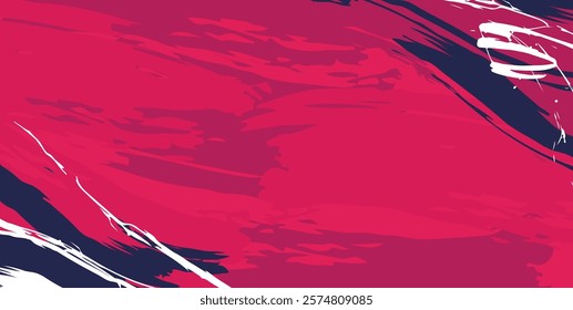 Abstract Grunge Brush Stroke Background, Sporty style background with red white and darkpurple brush colors, Rough watercolor brush stroke style background