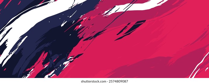 Abstract Grunge Brush Stroke Background, Sporty style background with red white and darkpurple brush colors, Rough watercolor brush stroke style background, banner template size wallpaper