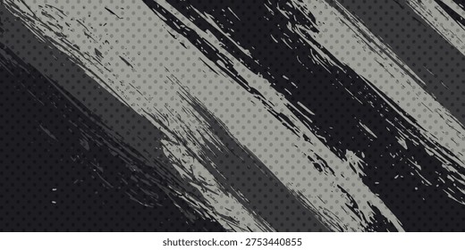 Abstract Grunge Brush Strokes Background with Halftone Dot Pattern – Urban Street Art Style. vector illustration