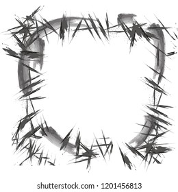 Abstract Grunge brush texture magical pattern, black grain frame wallpaper drawing grungy lines and shapes Halloween Holiday decoration, fantasy concept vector illustration