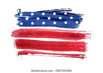Abstrakter Grunge gebürstete Flagge der Vereinigten Staaten von Amerika. Vorlage für horizontalen Feiertagsbanner.
