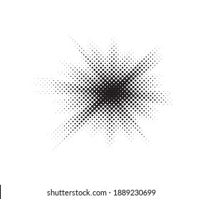 Abstract Grunge Burst Halftone Dots Texture Effect. Shine Light Effect Halftone. Retro Background, Pop Art Style.