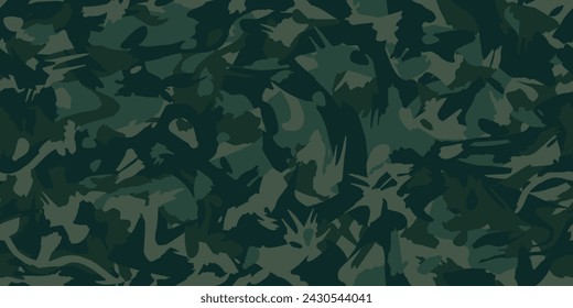 Camuflaje de grunge abstracto, patrón sin fisuras. Textura de camuflaje militar con trazos de pintura y elementos salpicados. Papel pintado para textil y tela. Estilo de moda por cepillo seco. Vector