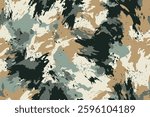 Abstract grunge camouflage, seamless texture, military camouflage pattern, Army or hunting dark khaki green camo clothes. Camouflage wallpaper for textile and fabric. Fashion camo style. Vector