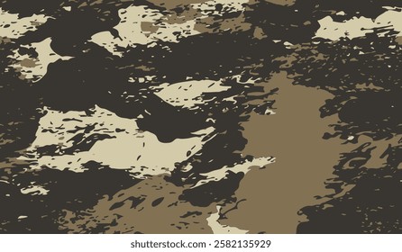 Abstract grunge camouflage, seamless texture, military camouflage pattern, Army or hunting dark khaki green camo clothes. Camouflage wallpaper for textile and fabric. Fashion camo style. Vector