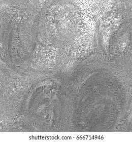 Abstract grunge chaotic background. Dotted monochromatic texture of small particles. Vector illustration.