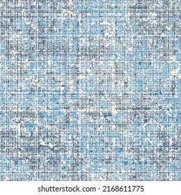 Abstract grunge checked textured background. Seamless dark and light blue plaid tartan checked pattern.