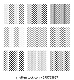 Abstract grunge chevron seamless patterns set, design elements. Can be used for invitations, greeting cards, scrapbooking, print, gift wrap, manufacturing. Minimalistic background