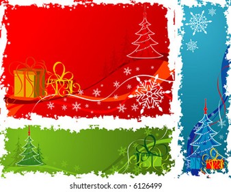 Abstract grunge Christmas background with tree, element for design, vector illustration