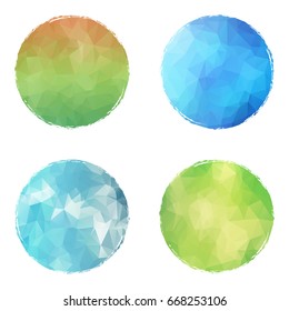 Abstract grunge circle set isolated - Low Poly circles vector illustration eps 10.