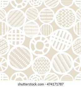Abstract grunge circles vector seamless pattern. Tribal texture
