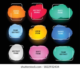 abstract grunge colorful frames set of nine