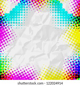 Abstract Grunge colorful Halftone vector illustration pattern background superposition  on white paper