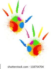 Abstract grunge colorful hands. Vector illustration