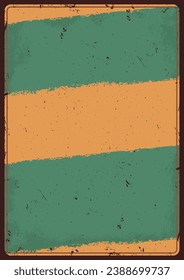 Abstract grunge colorful vintage sticker with green and orange stripes with jagged edges and worn surface vector illustration