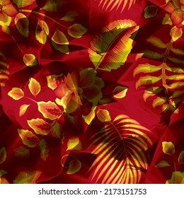 fondo de combinación de grano abstracto sin fisuras con hojas y follaje de plantas tropicales. estilo vintage. patrón botánico. fondo de pantalla natural. impresión de fondo tropical. tema del diseño otoñal