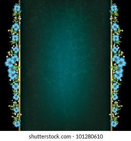 abstract grunge dark background with floral ornament