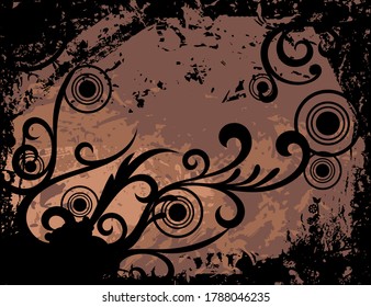 Abstract Grunge Dark Orange Flourish Decorative Ornament Wallpaper Background Vector