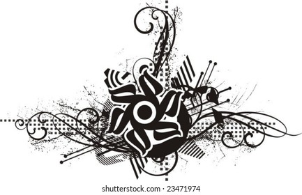 Abstract grunge design in black and white.