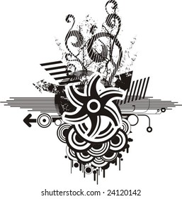 Abstract grunge design in black and white.