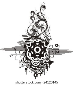 Abstract grunge design in black and white.