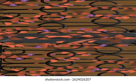 Abstract grunge design features a vibrant red and colorful pattern with bright light waves and circular motion