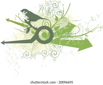Abstraktes Grunge-Design mit Spatz, Vektorgrafik-Serie.