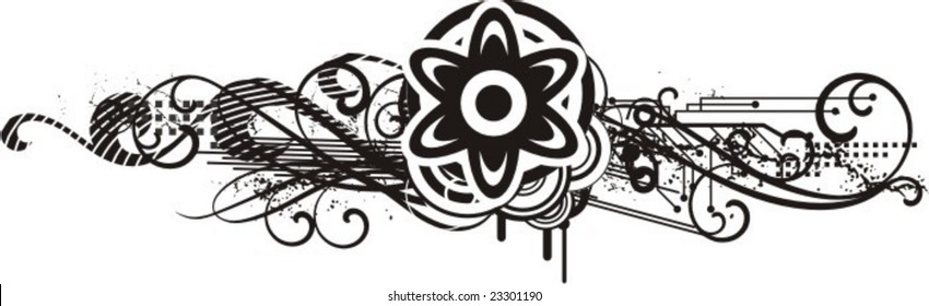 Abstraktes Grunge-Design, Vektorgrafik auf Schwarz-Weiß.