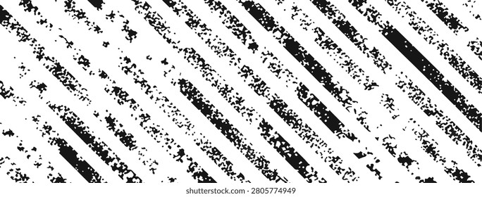 Abstract grunge diagonal striped texture black and white distressed rough lines background vector