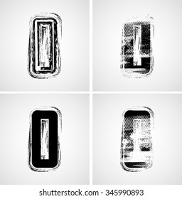 Abstract Grunge Different Numbers Set. Vector Illustration. 