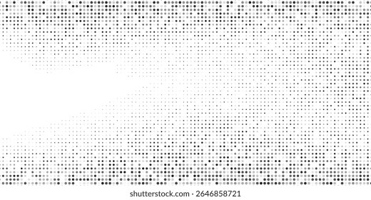 Abstract grunge dotted halftone gradient texture. Vanishing polka dot background. Repeating dots simple