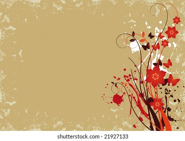 Abstract Grunge Floral Background.