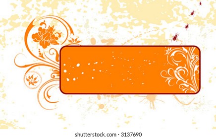 Abstract grunge floral frame with bug, element for design, vector illustration